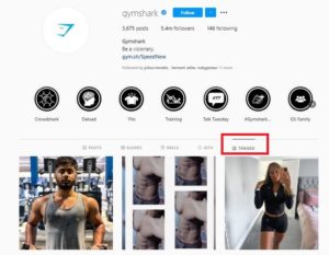 Competitor Instagram account tagged section